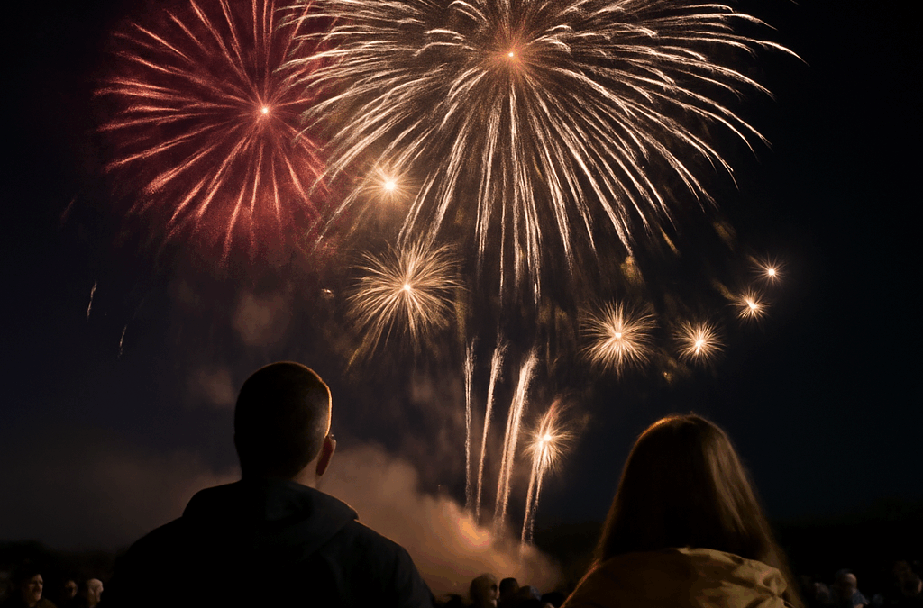 Ullustration af fyrværkeri demonstration