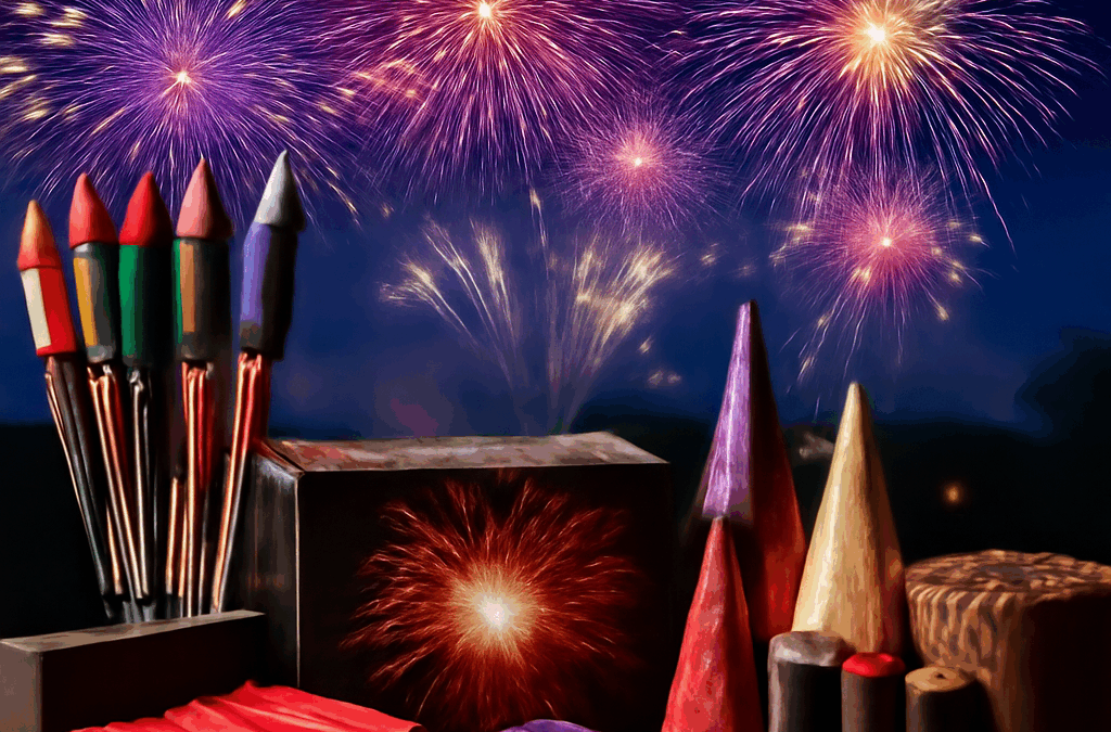 Ullustration af fyrværkeri pakker