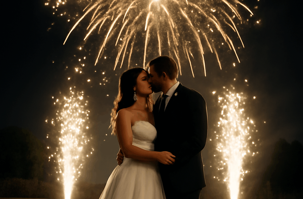 Ullustration af fyrværkeri til bryllup