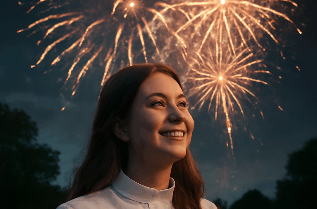 Ullustration af fyrværkeri til konfirmation