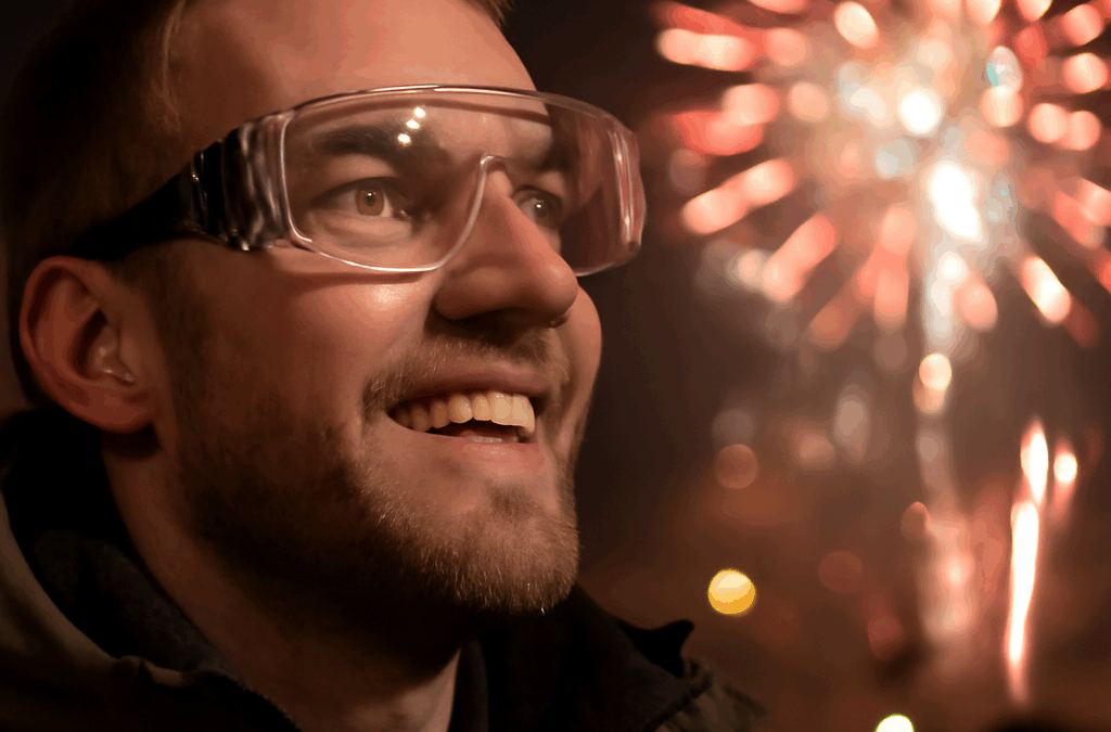 Ullustration af sikkerhedsbriller nytår