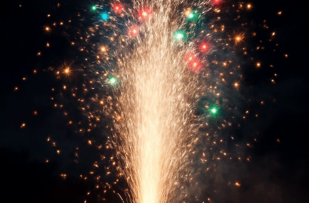 Ullustration af stor fontæne fyrværkeri